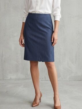 Ann Taylor Factory Heathered Navy Tailored Lined Pencil Skirt Size 10